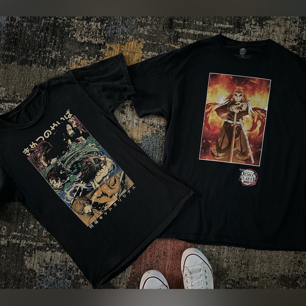 2 Demon Slayer shirts, Kids Large